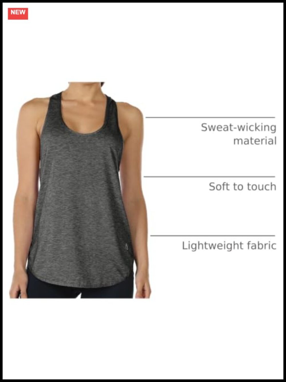 Curved Hem Racerback Workout Tank Top - Picture 3 of 6